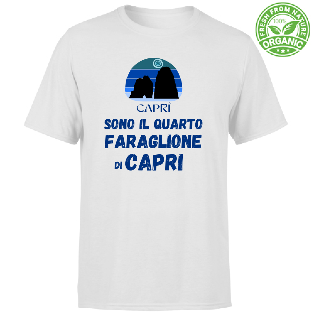 T-Shirt Unisex Organic SONO IL QUARTO FARAGLIONE DI CAPRI SCRITTA BLUE