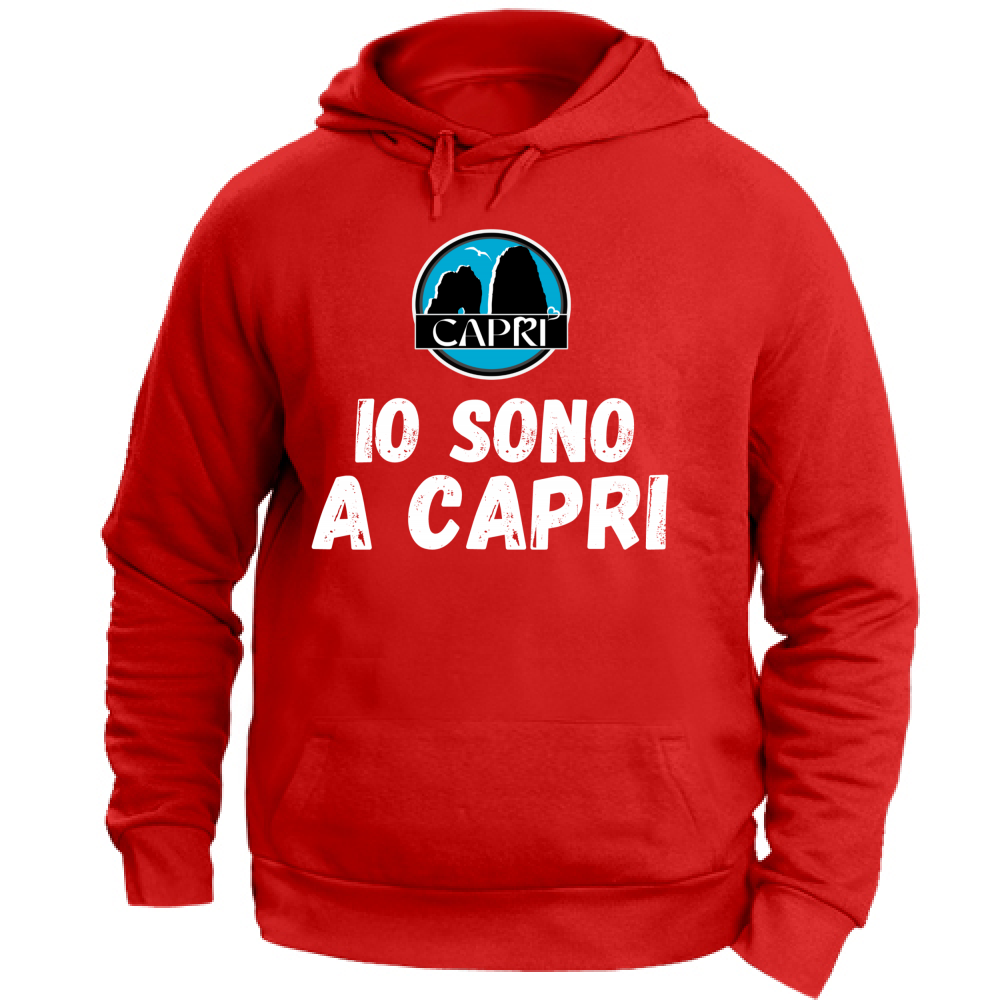Felpa con Cappuccio Unisex Large IO SONO A CAPRI SCRITTA BIANCA