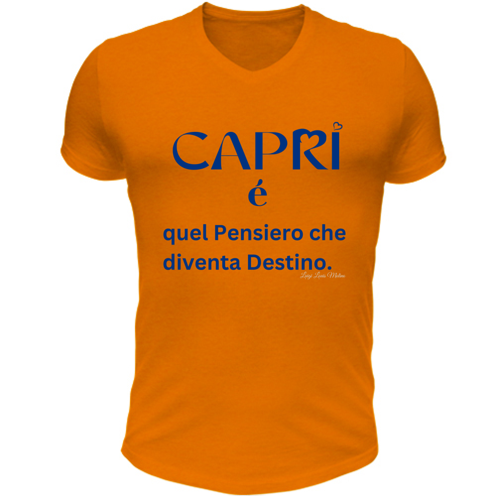T-Shirt Unisex Scollo V Capri é quel pensiero che diventa Destino
