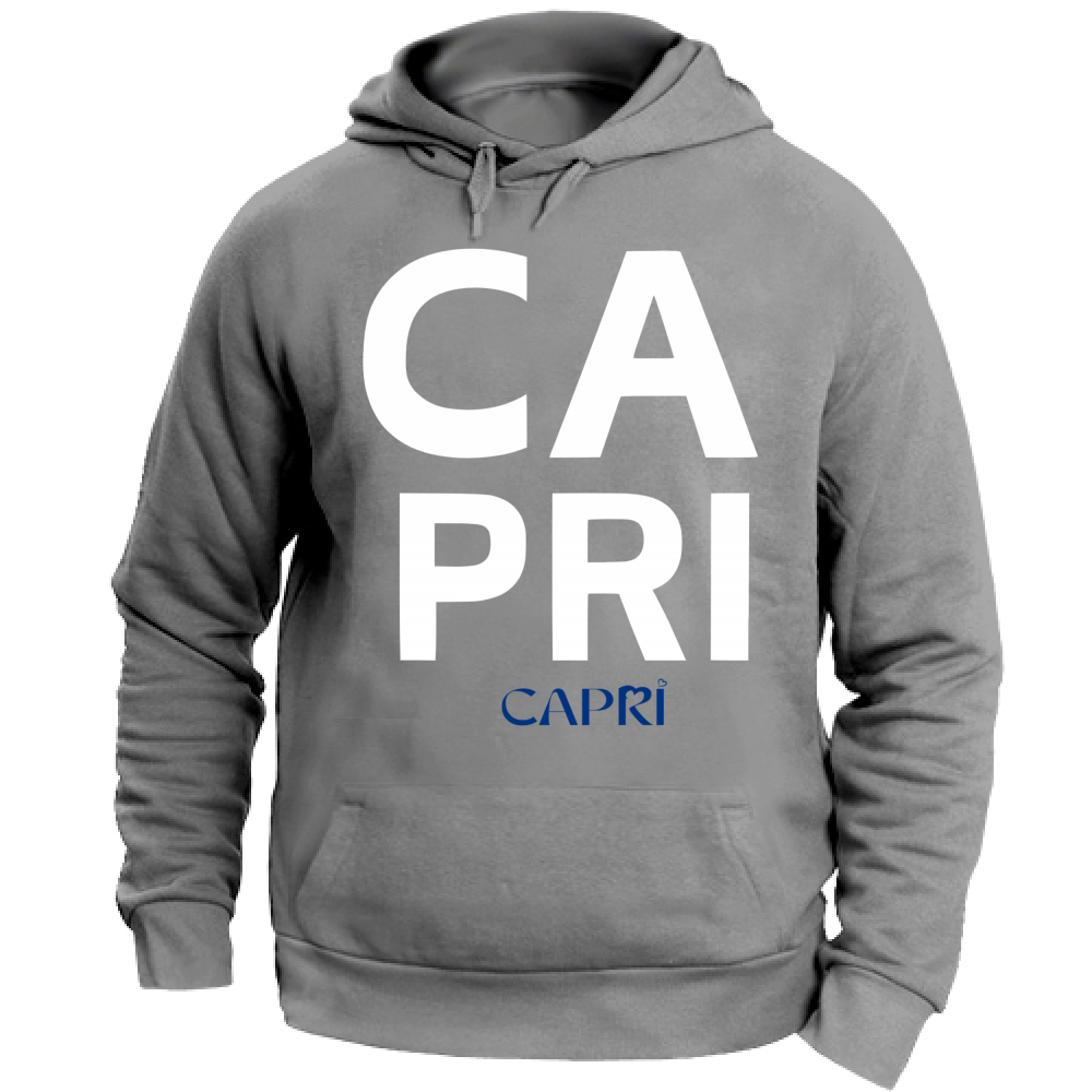 Felpa con Cappuccio Unisex Large CAPRI DESIGN SCRITTA BIANCA