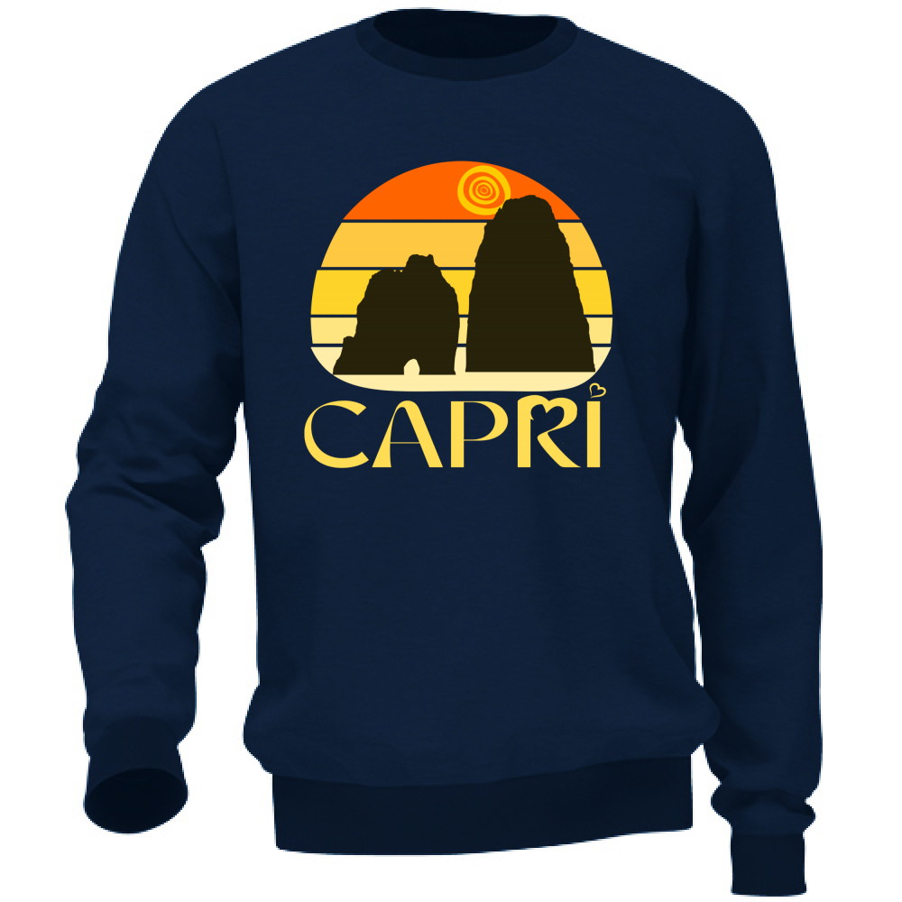 Felpa Unisex CAPRI TRAMONTO VINTAGE SCRITTA GIALLO