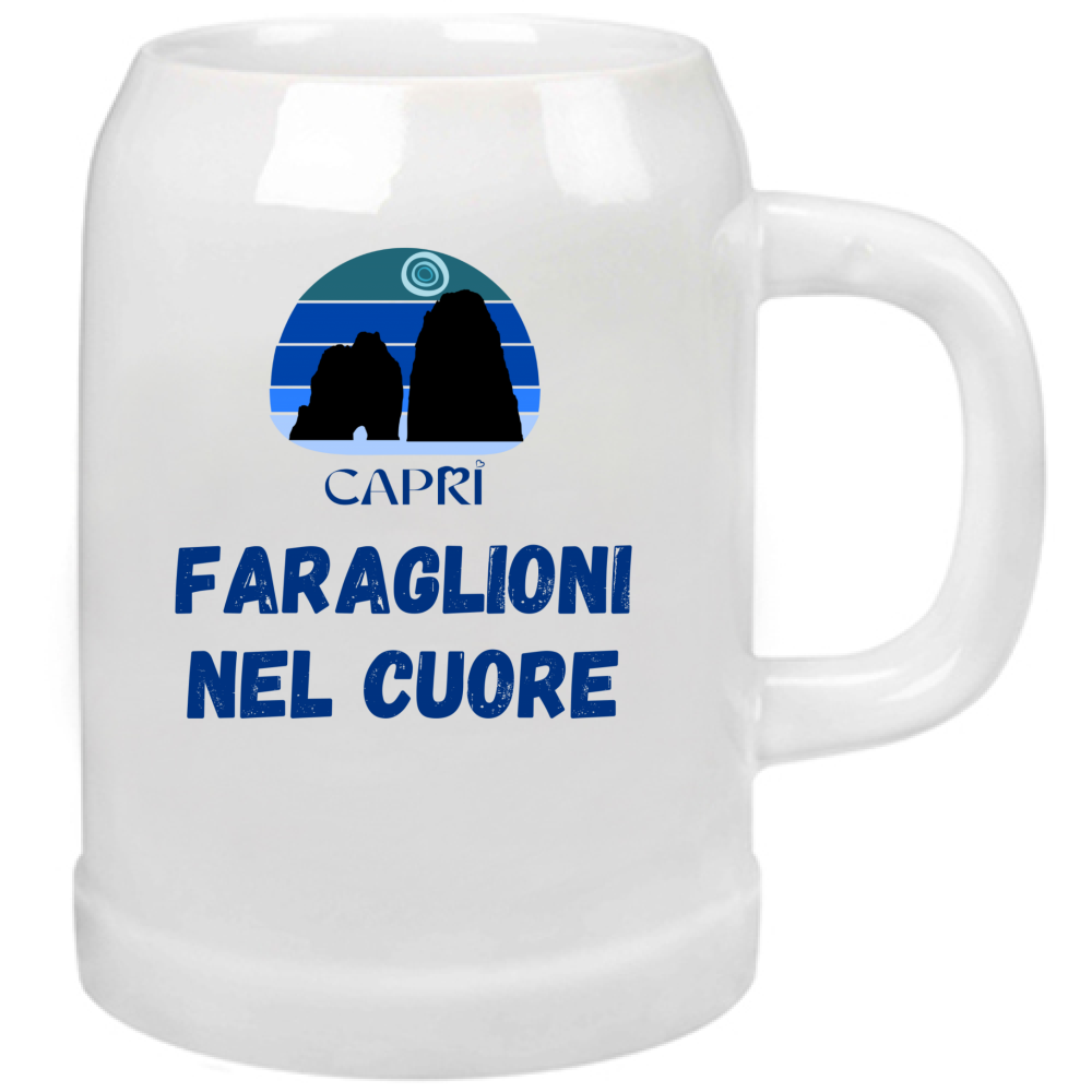 Beer Mug FARAGLIONI DI CAPRI IN THE HEART WRITTEN BLUE