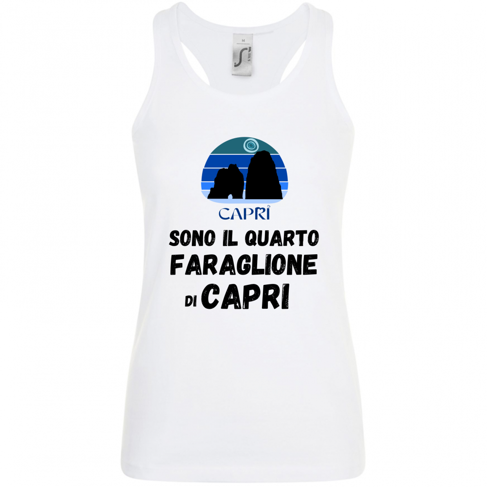 Canotta Donna SONO IL QUARTO FARAGLIONE DI CAPRI SCRITTA NERA
