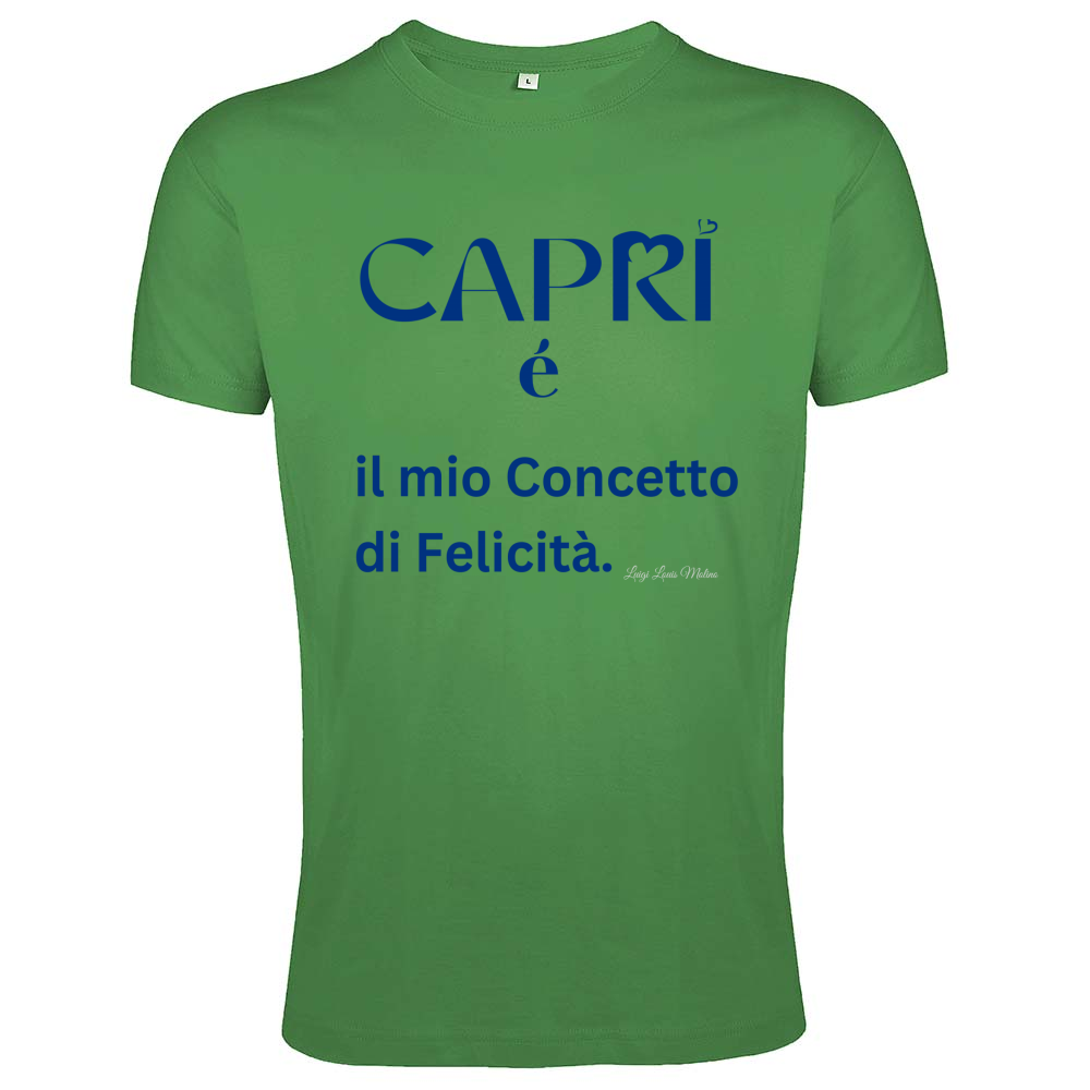 T-Shirt Men Fit Capri é il mio concetto di Felicità scritta Blue