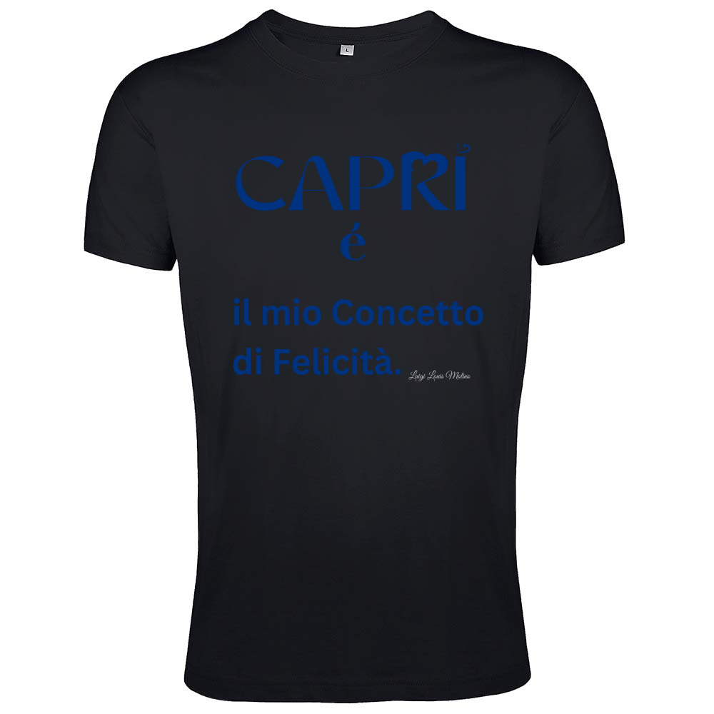 T-Shirt Men Fit Capri é il mio concetto di Felicità scritta Blue