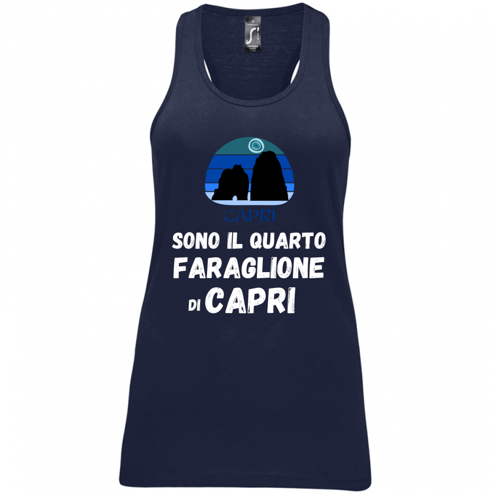 Canotta Donna SONO IL QUARTO FARAGLIONE DI CAPRI SCRITTA BIANCA