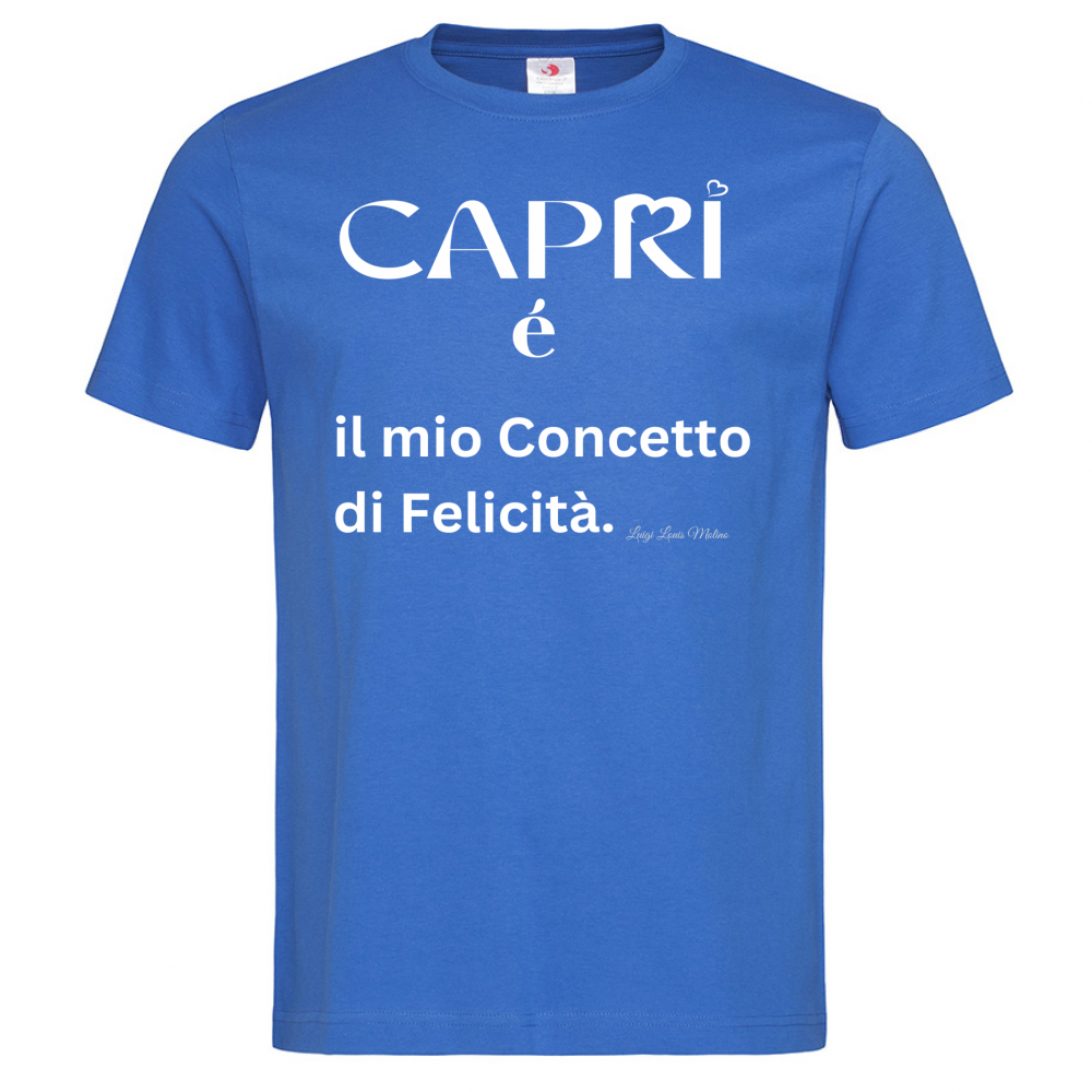 T-Shirt Men Premium Capri é il mio concetto di Felicità scritta Bian