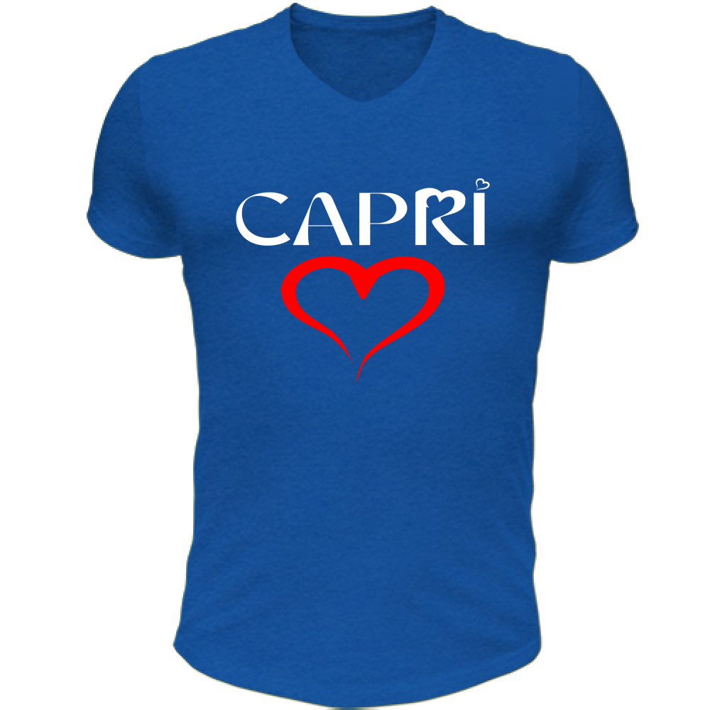 Unisex T-Shirt V-Neck HEART CAPRI RED