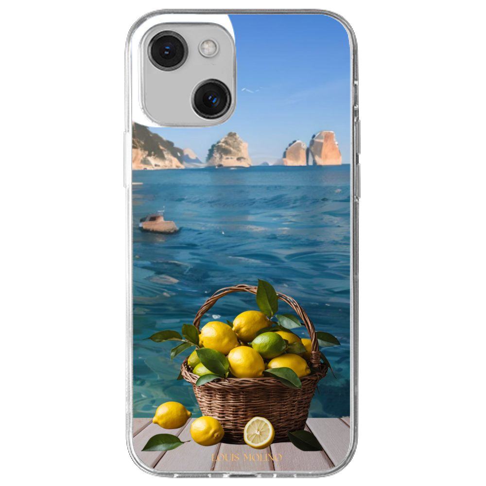 Cover Gomma iPhone 13 LEMON  FARAGLIONI PAINT CAPRI