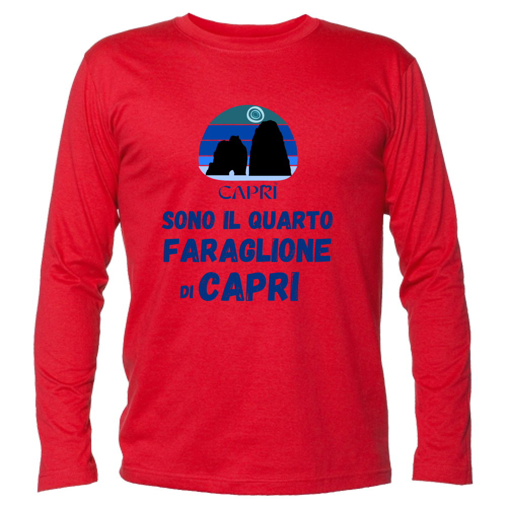 T-Shirt Unisex Manica Lunga SONO IL QUARTO FARAGLIONE DI CAPRI SCRITTA BLUE