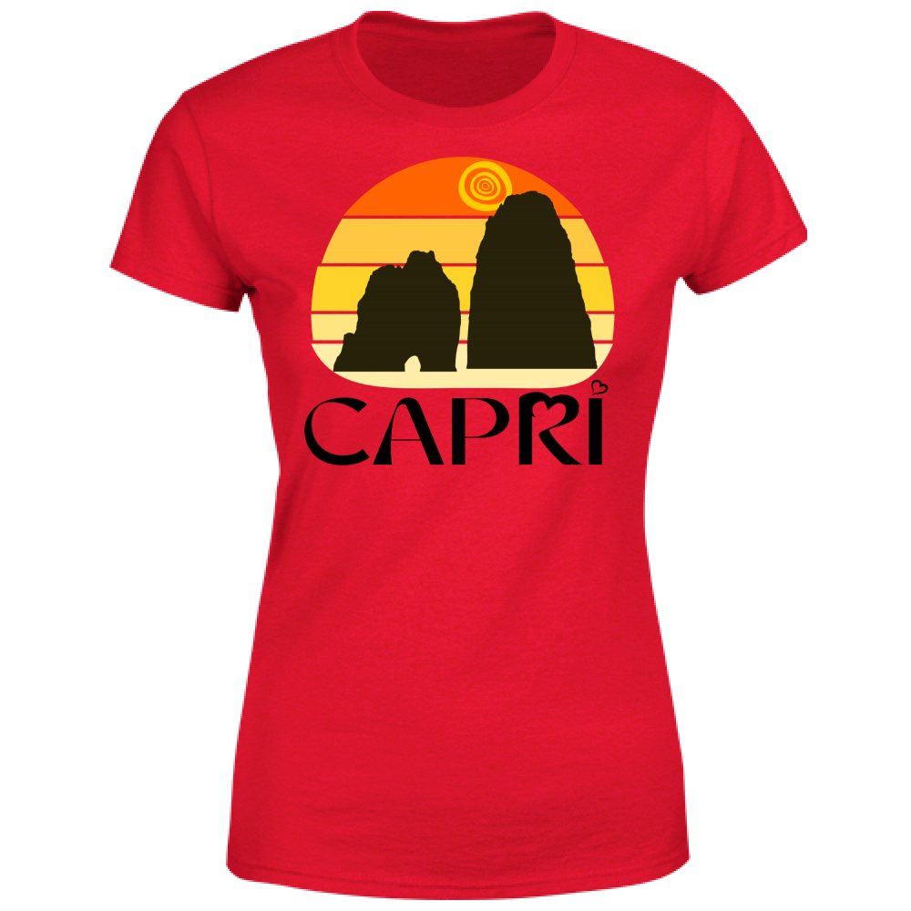 T-Shirt Donna CAPRI TRAMONTO VINTAGE SCRITTA NERA