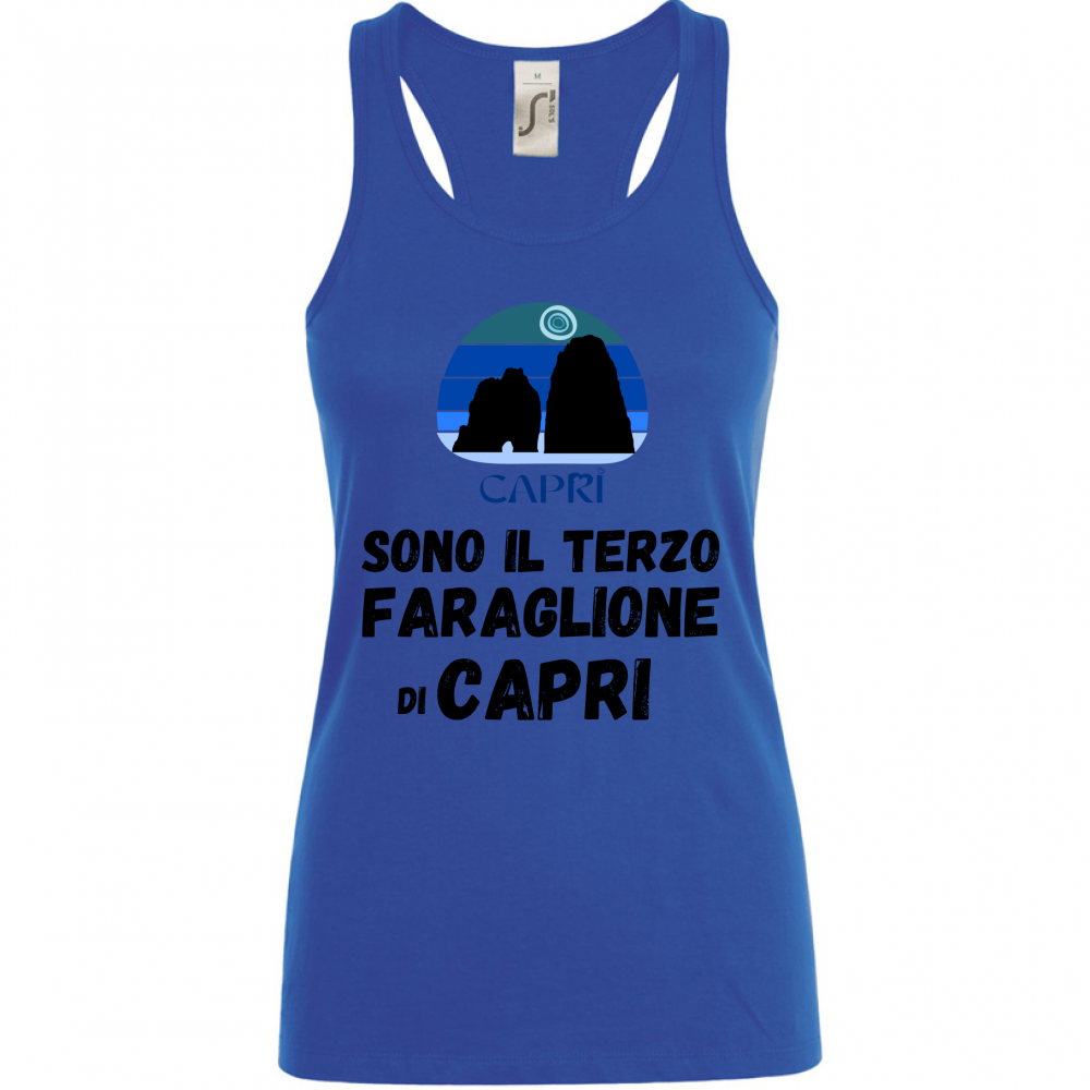 Canotta Donna SONO IL TERZO FARAGLIONE DI CAPRI SCRITTA NERA