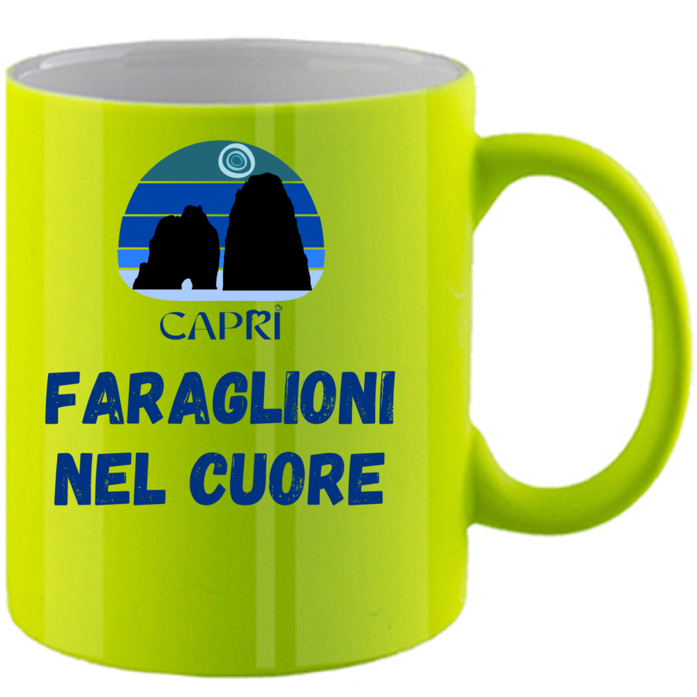 Tazza Fluo FARAGLIONI DI CAPRI NEL CUORE SCRITTA BLUE