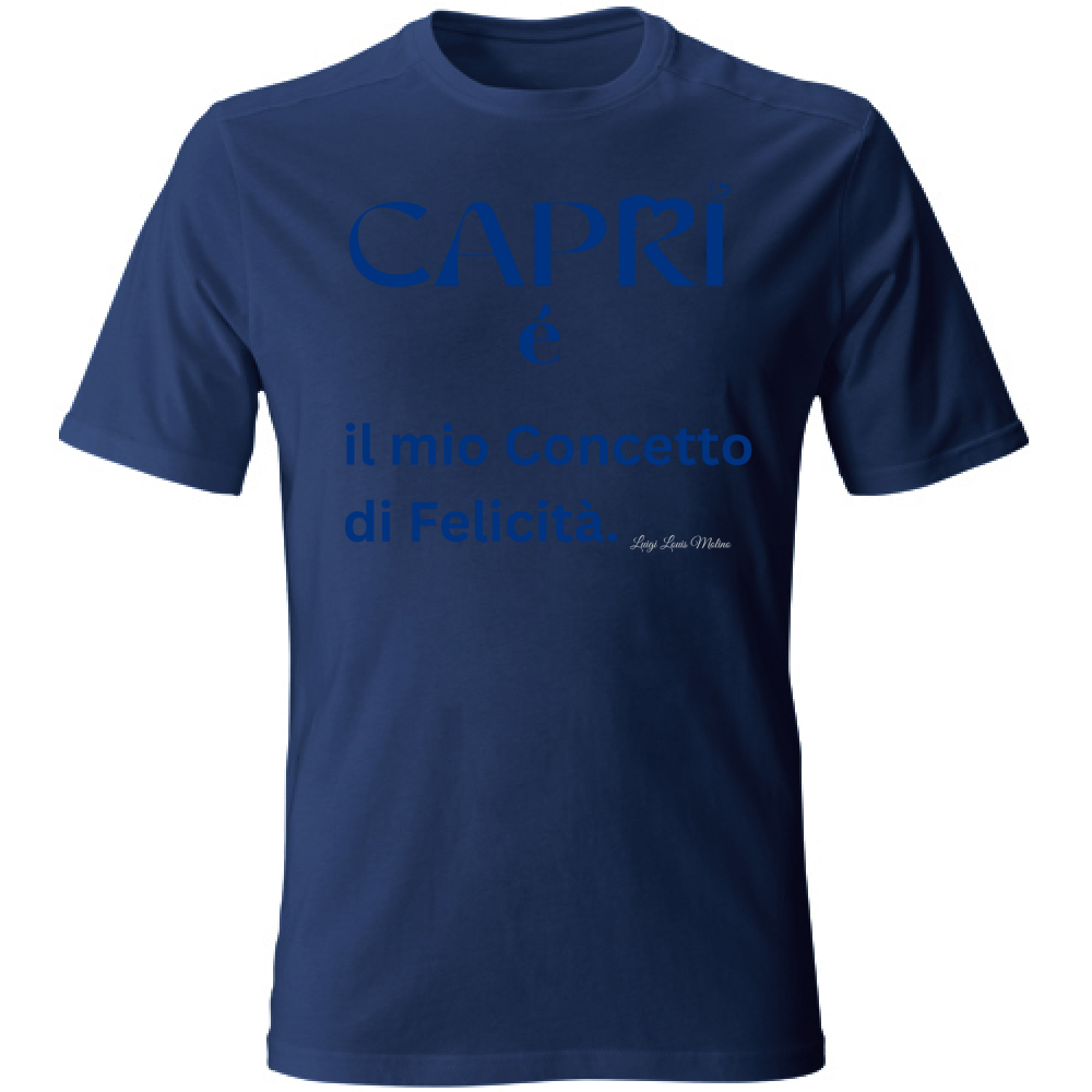 T-Shirt Bambino Capri é il mio concetto di Felicità scritta Blue