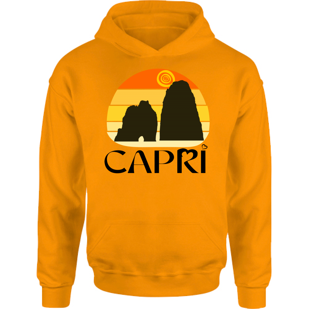 Felpa Bambino con Cappuccio CAPRI TRAMONTO VINTAGE SCRITTA NERA