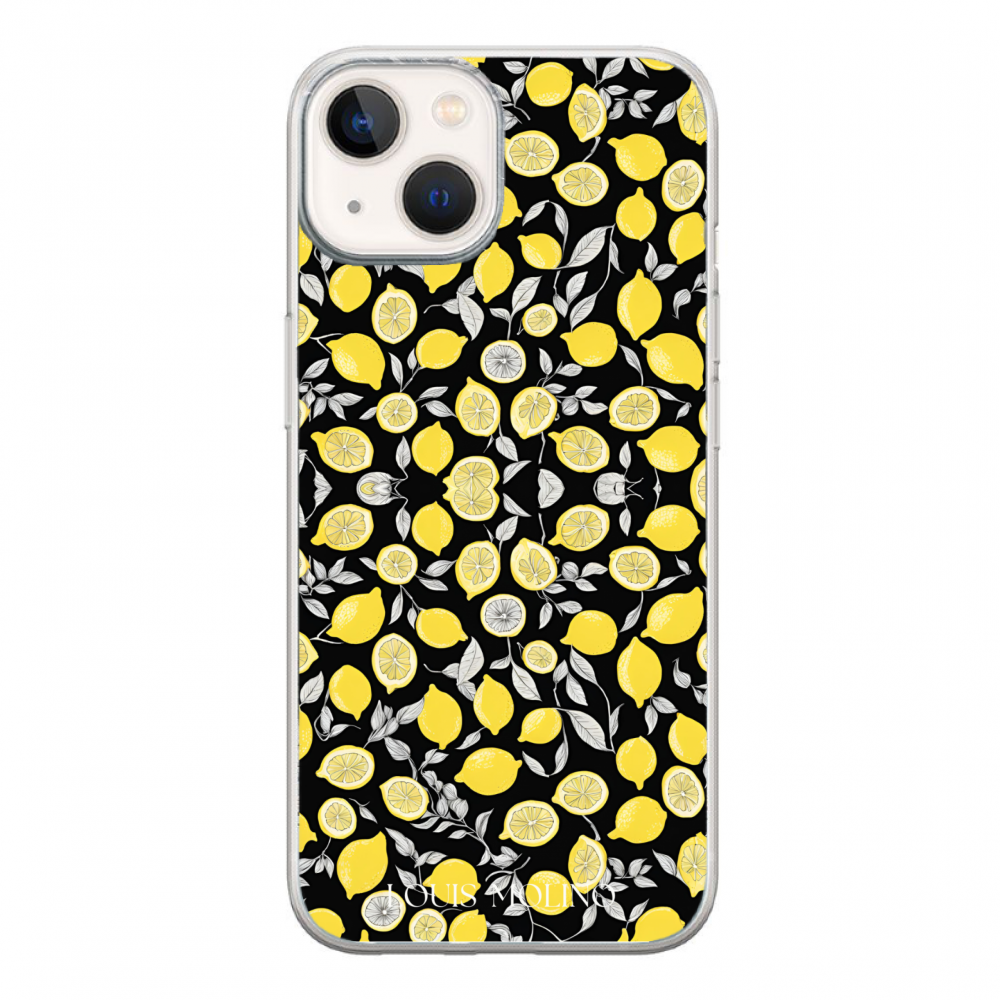 Cover Gomma iPhone 14 LEMON GRAY+BLACK CAPRI