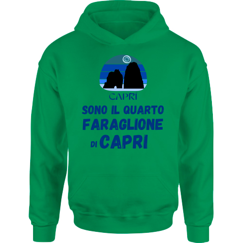 Felpa Bambino con Cappuccio SONO IL QUARTO FARAGLIONE DI CAPRI SCRITTA BLUE