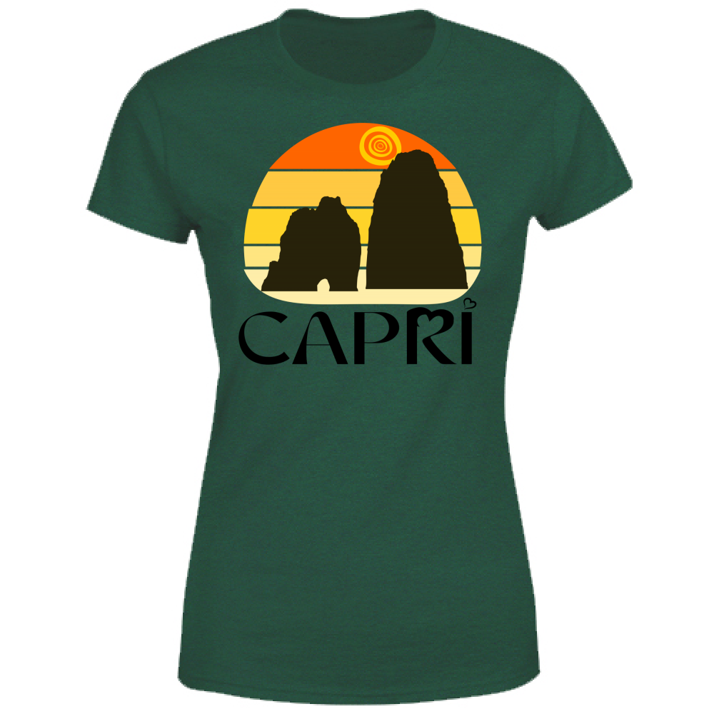 T-Shirt Donna CAPRI TRAMONTO VINTAGE SCRITTA NERA