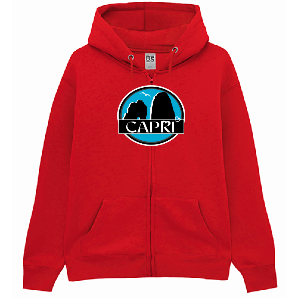 Felpa Premium Cappuccio Zip CAPRI CERCHIO MAGICO CON  FARAGLIONI