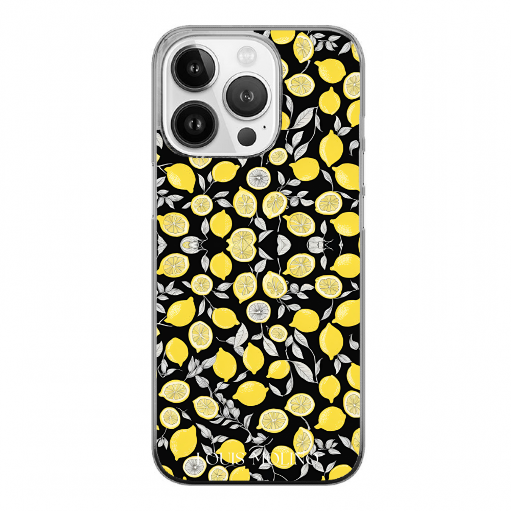 Rubber Cover iPhone 14 Pro LEMON GRAY+BLACK CAPRI