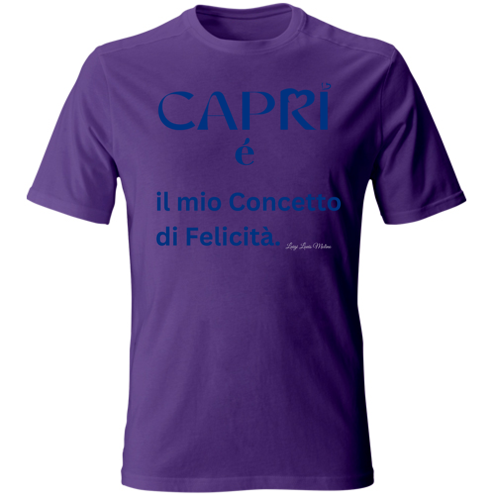 T-Shirt Bambino Capri é il mio concetto di Felicità scritta Blue
