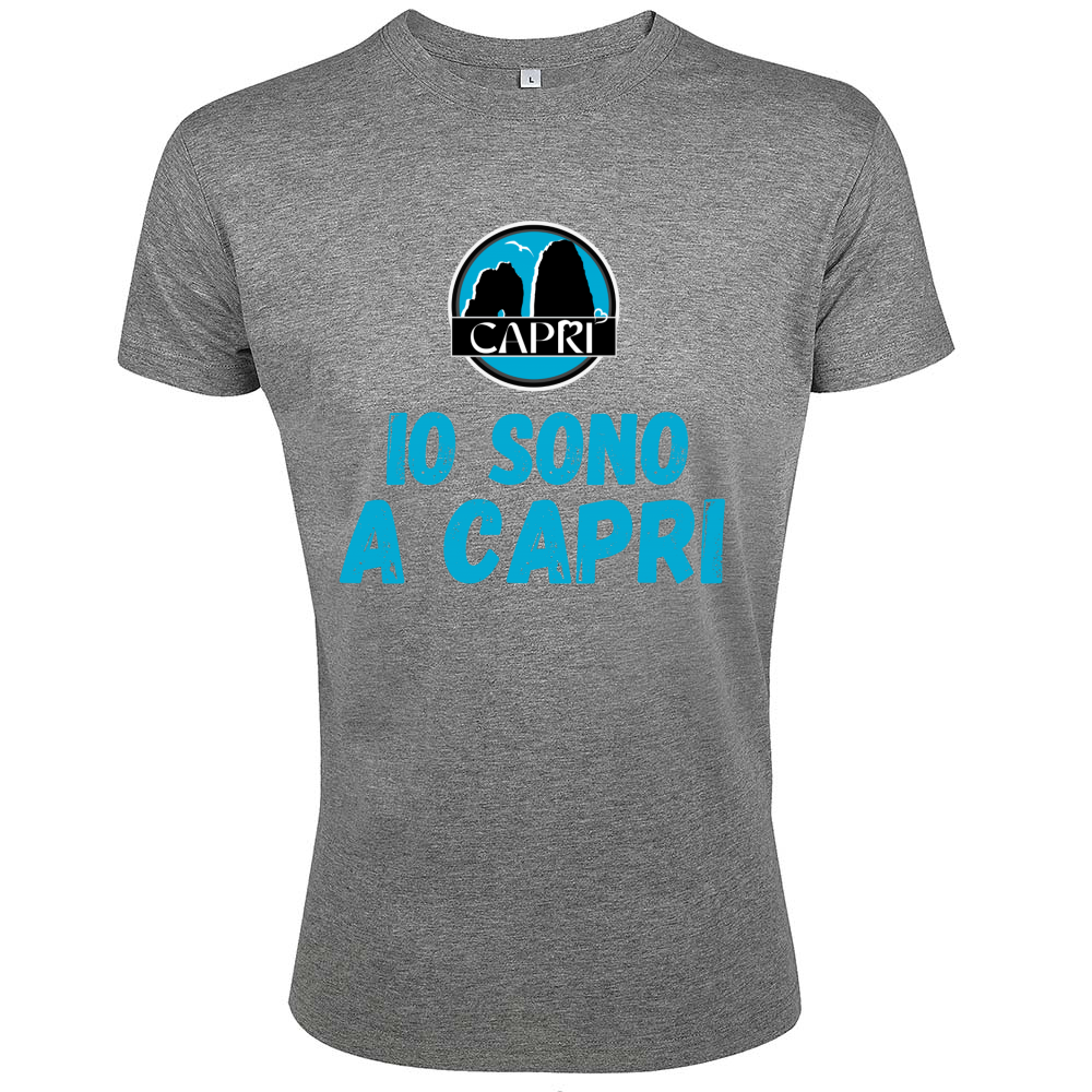 T-Shirt Men Fit IO SONO A CAPRI SCRITTA AZZURRA