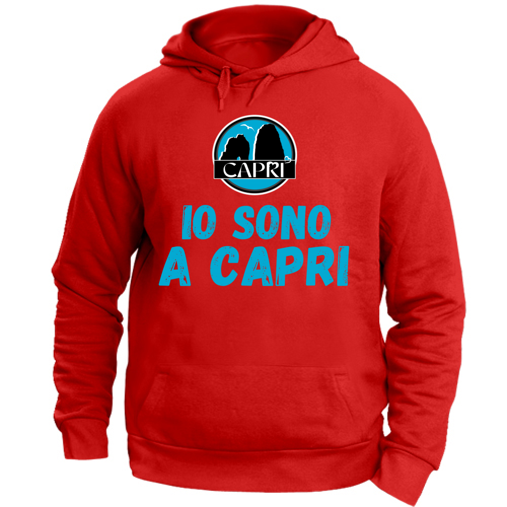 Felpa Unisex con Cappuccio IO SONO A CAPRI SCRITTA AZZURRA