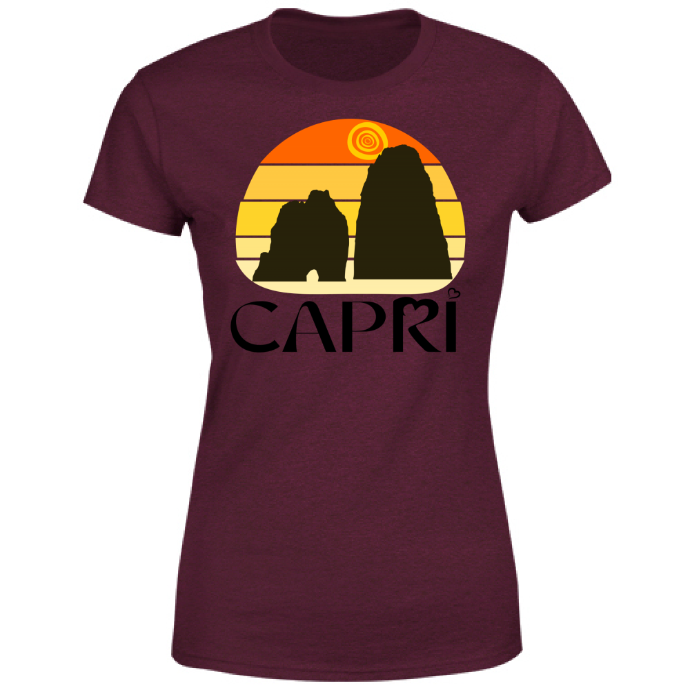 T-Shirt Donna CAPRI TRAMONTO VINTAGE SCRITTA NERA