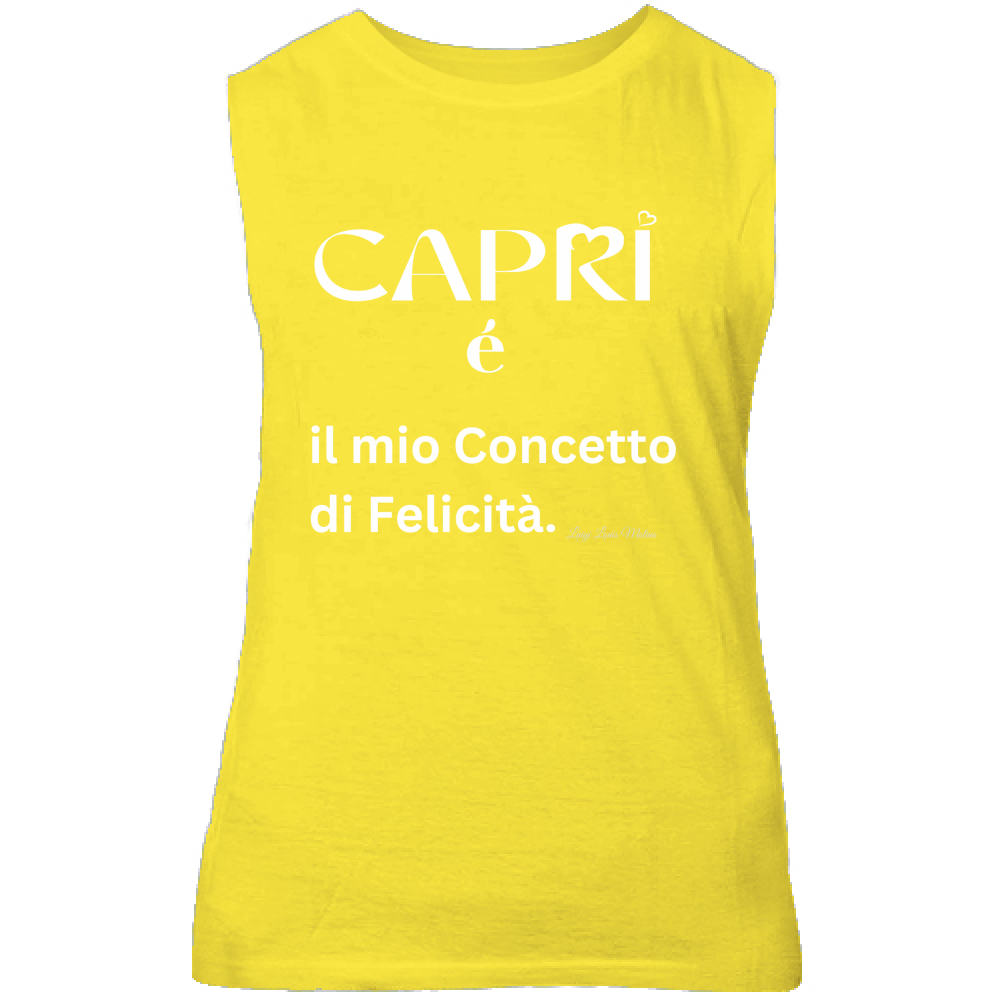 Canotta Unisex Capri é il mio concetto di Felicità scritta Bian