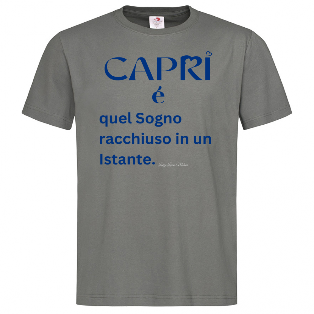 T-Shirt Men Premium Capri Sogno racchiuso in un istante scritta Blue