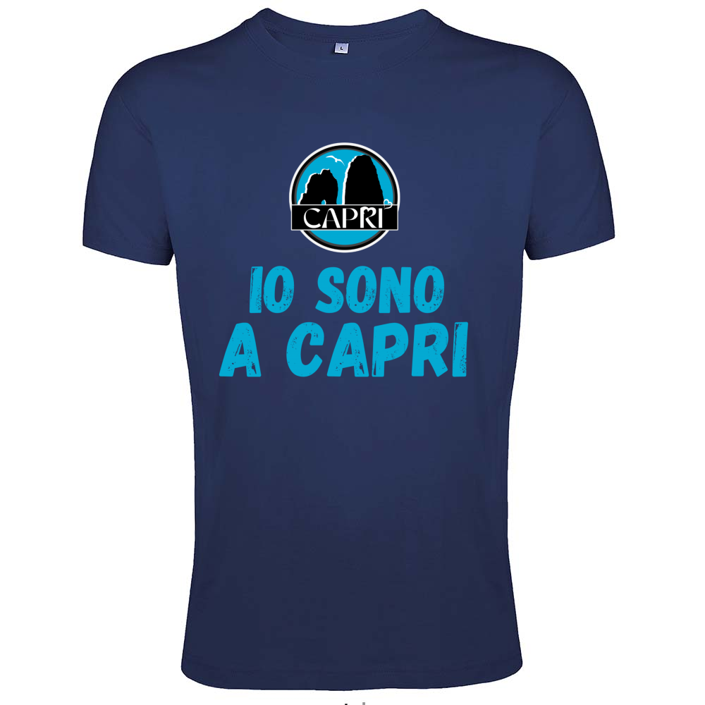 T-Shirt Men Fit IO SONO A CAPRI SCRITTA AZZURRA