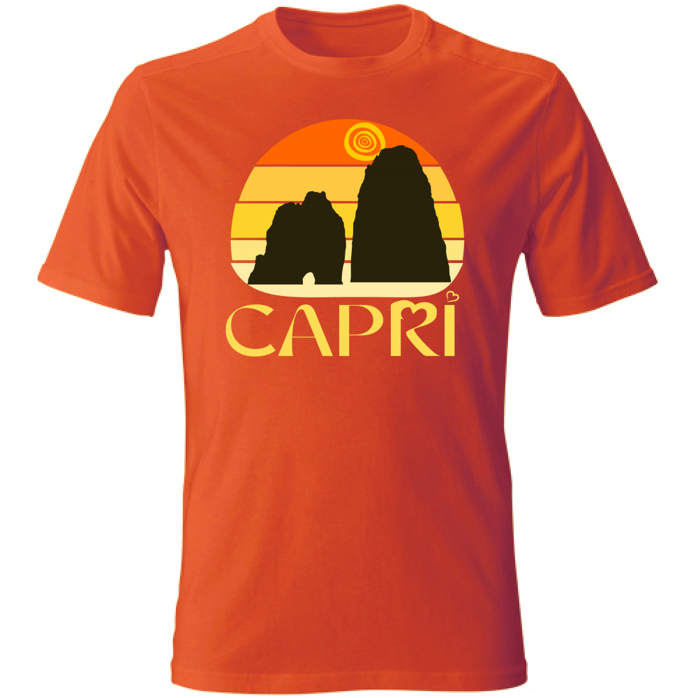 T-Shirt Unisex CAPRI TRAMONTO VINTAGE SCRITTA GIALLO