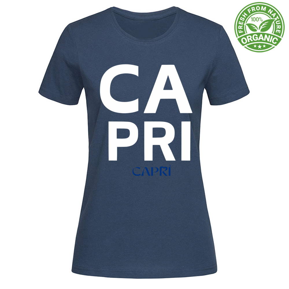 T-Shirt Woman Organic CAPRI DESIGN SCRITTA BIANCA