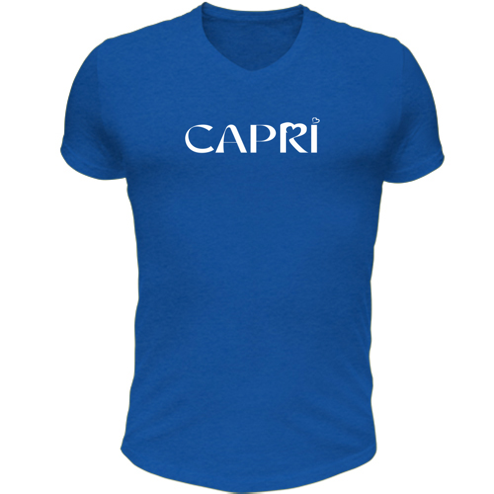 Unisex T-Shirt V-Neck CAPRI MINIMAL WHITE WRITING
