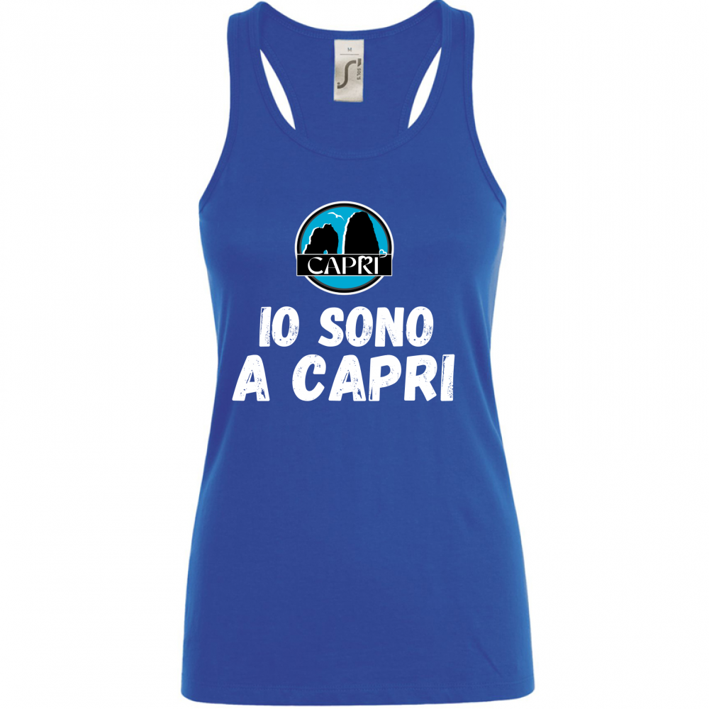 Canotta Donna IO SONO A CAPRI SCRITTA BIANCA