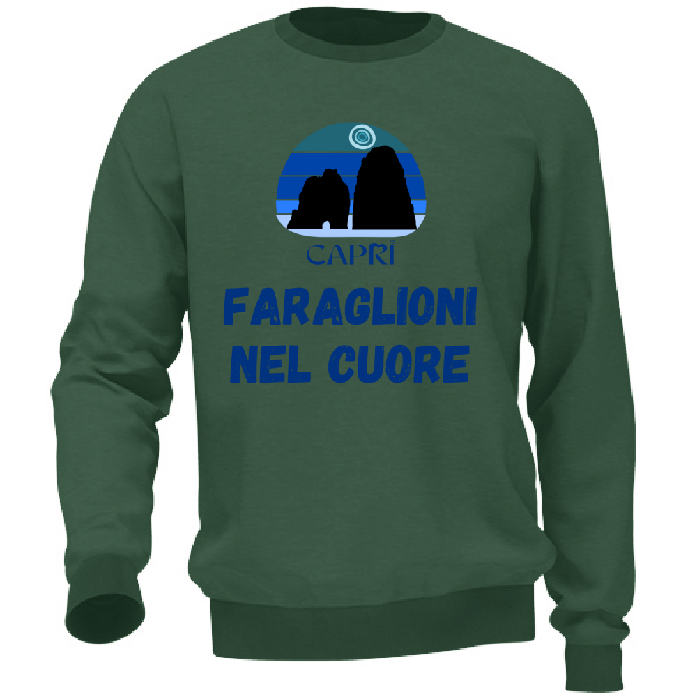 Felpa Unisex FARAGLIONI DI CAPRI NEL CUORE SCRITTA BLUE