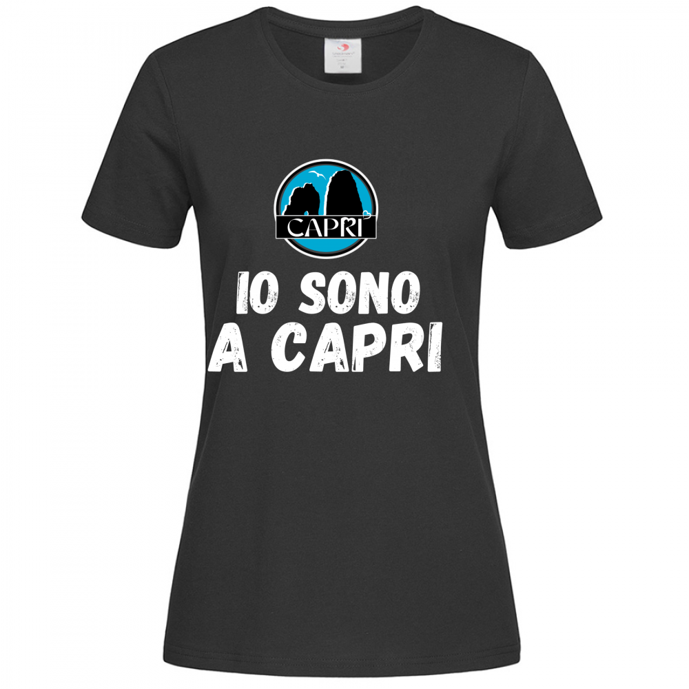 T-Shirt Women Premium IO SONO A CAPRI SCRITTA BIANCA