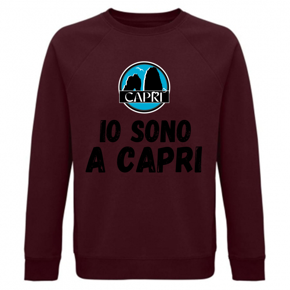 Felpa Unisex Organica IO SONO A CAPRI SCRITTA NERA