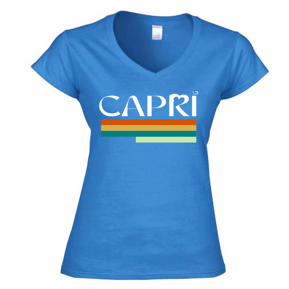 Women's T-Shirt V-Neck CAPRI TECHNICAL COLOR WHITE WRITING
