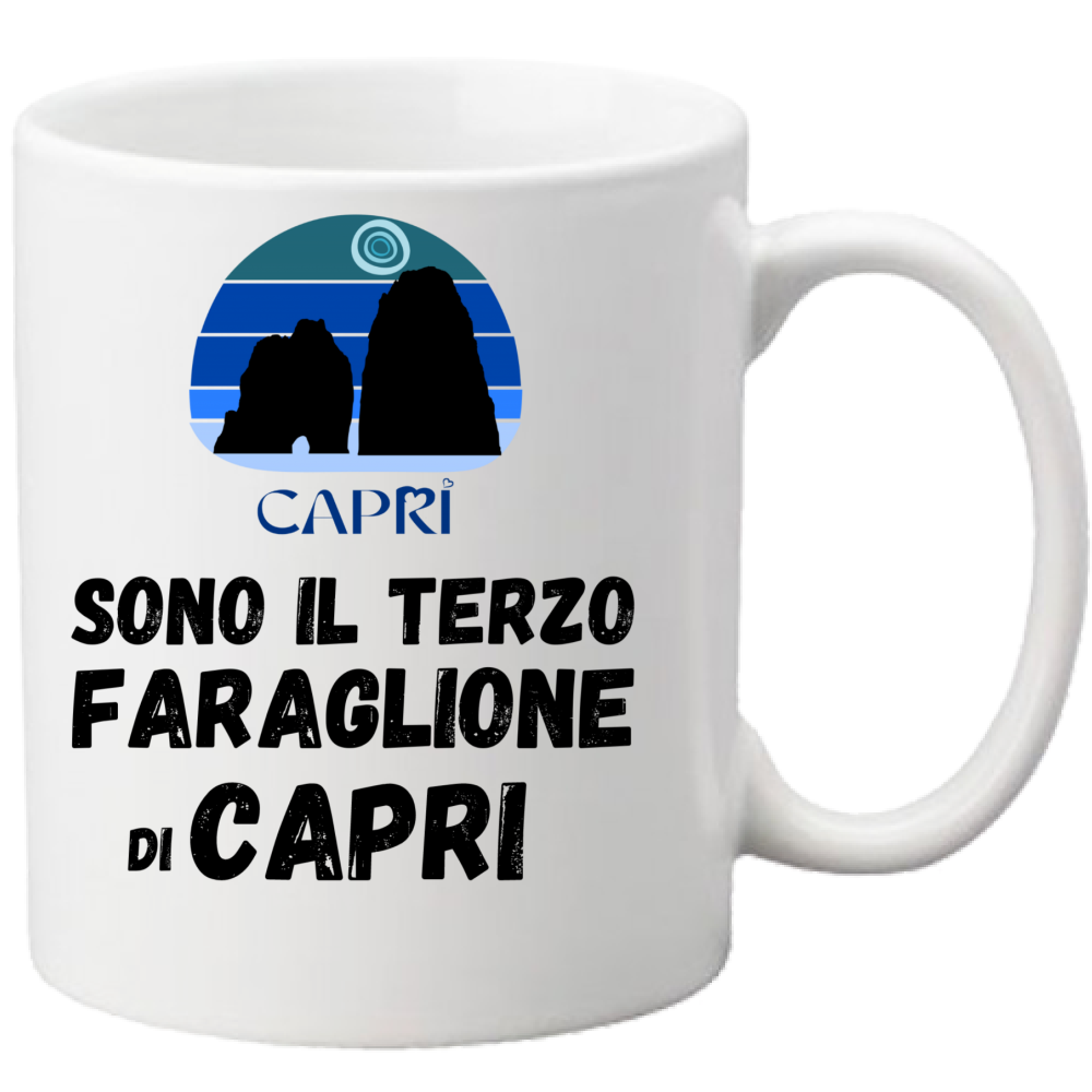 Mug I AM THE THIRD FARAGLIONE OF CAPRI BLACK WRITING