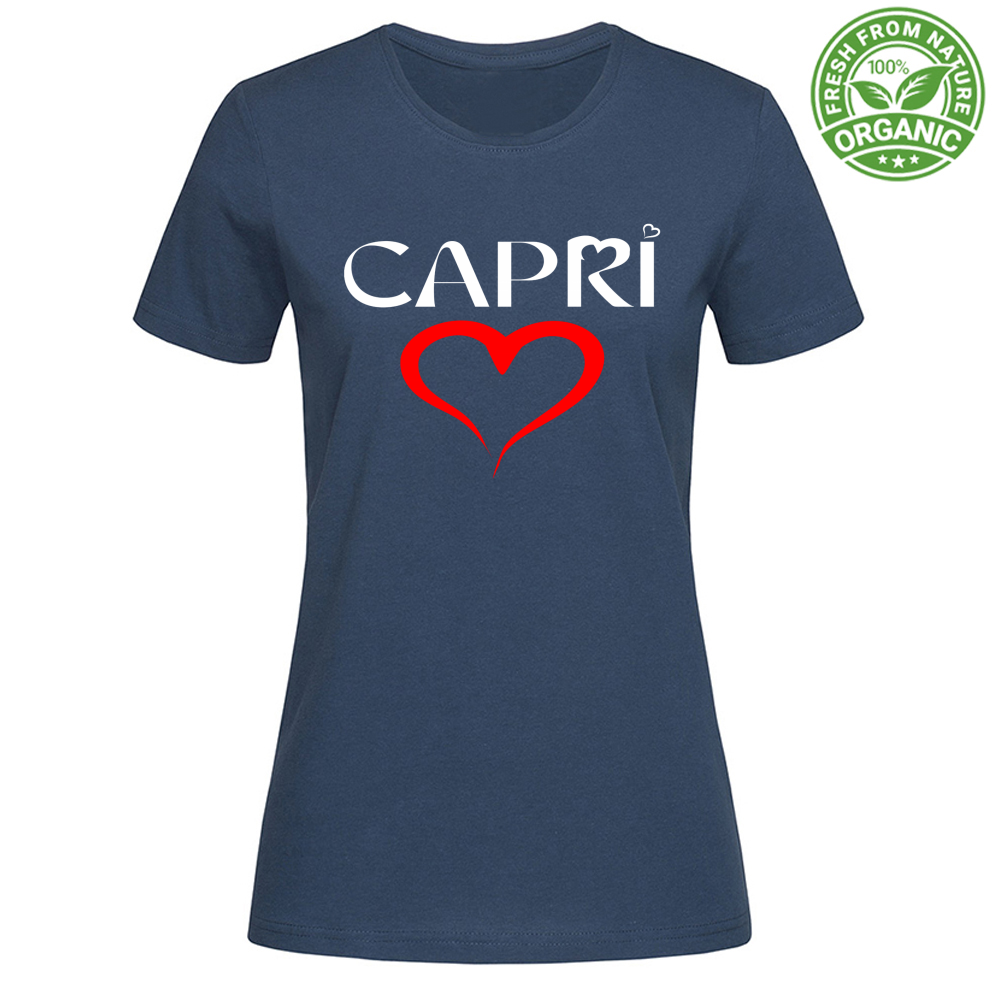 T-Shirt Woman Organic HEART CAPRI RED