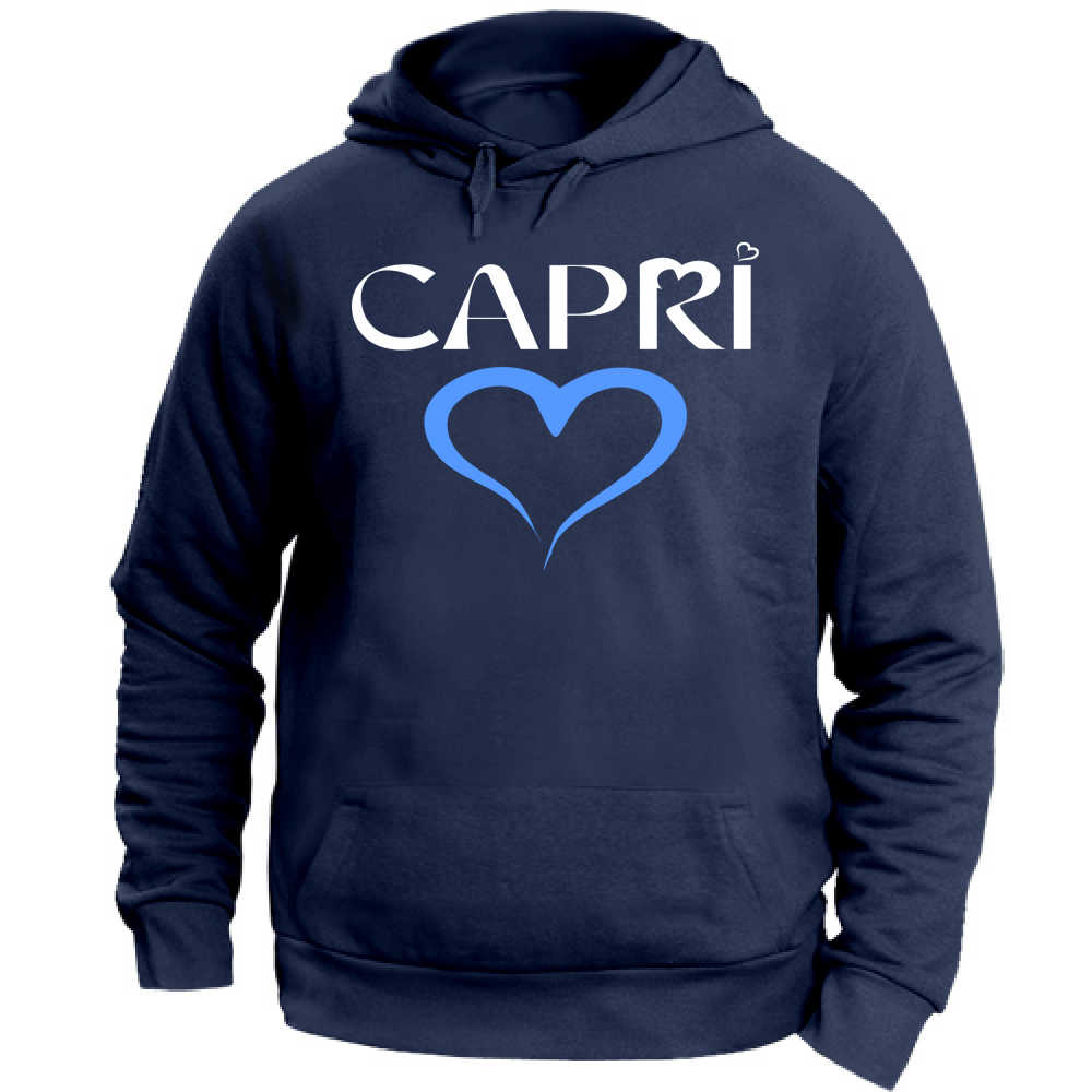 Felpa con Cappuccio Unisex Large CAPRI CUORE AZZURRO
