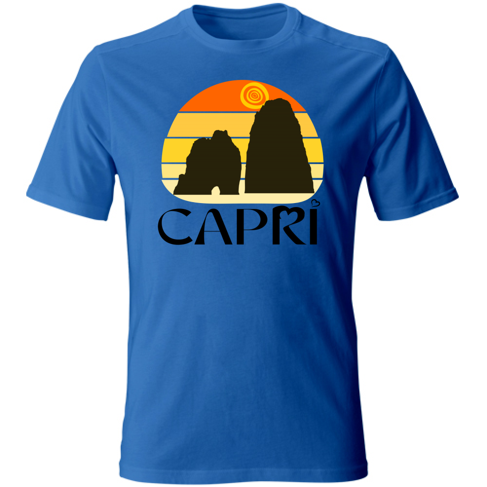 T-Shirt Unisex CAPRI TRAMONTO VINTAGE SCRITTA NERA
