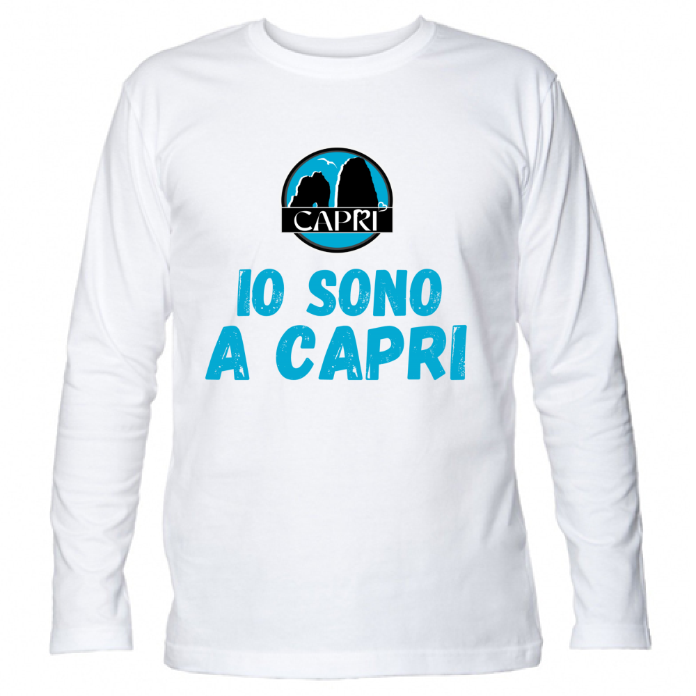 Unisex Long Sleeve T-Shirt I AM IN CAPRI BLUE WRITING