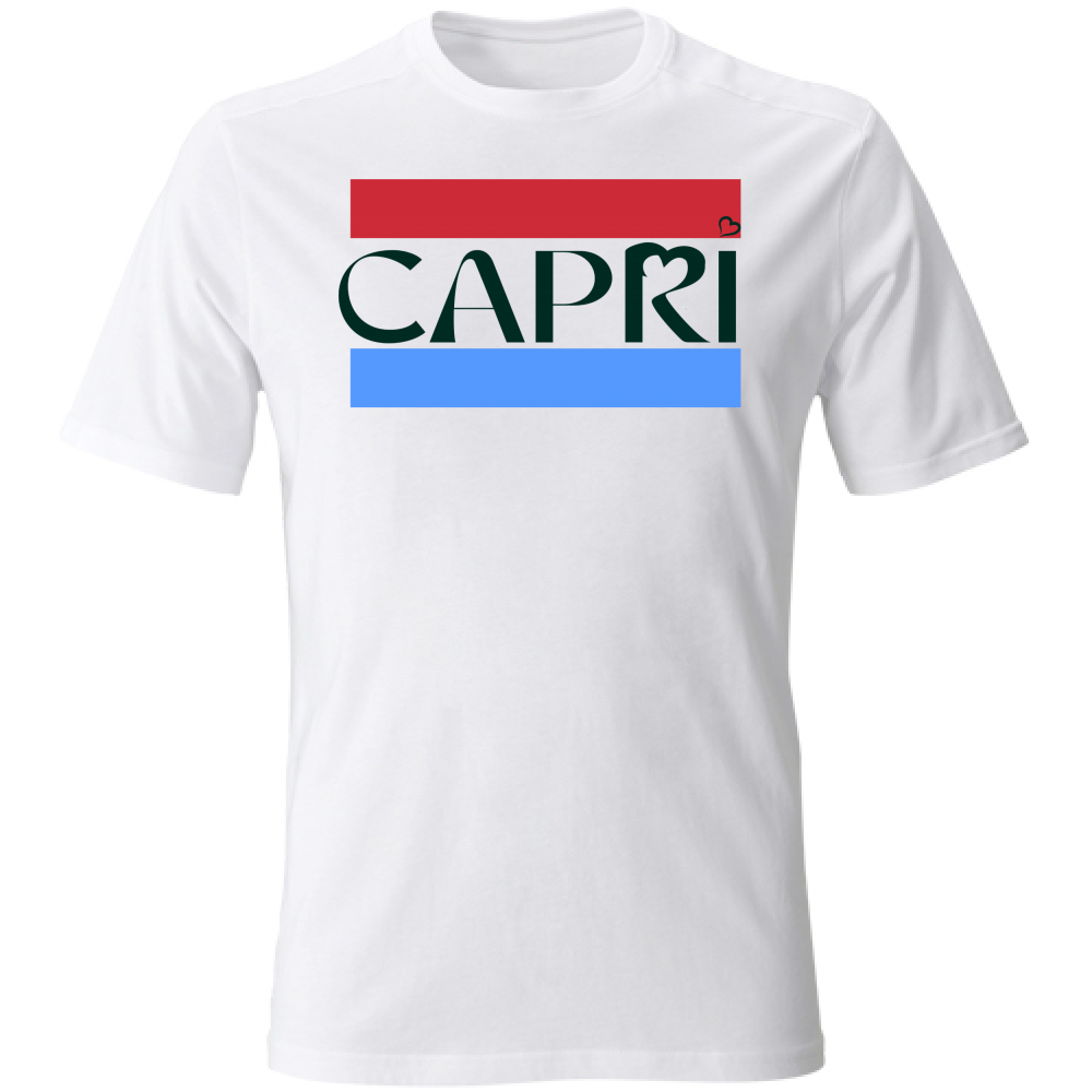 T-Shirt Bambino CAPRI FASCIA ROSSO BLUE SCRITTA NERA