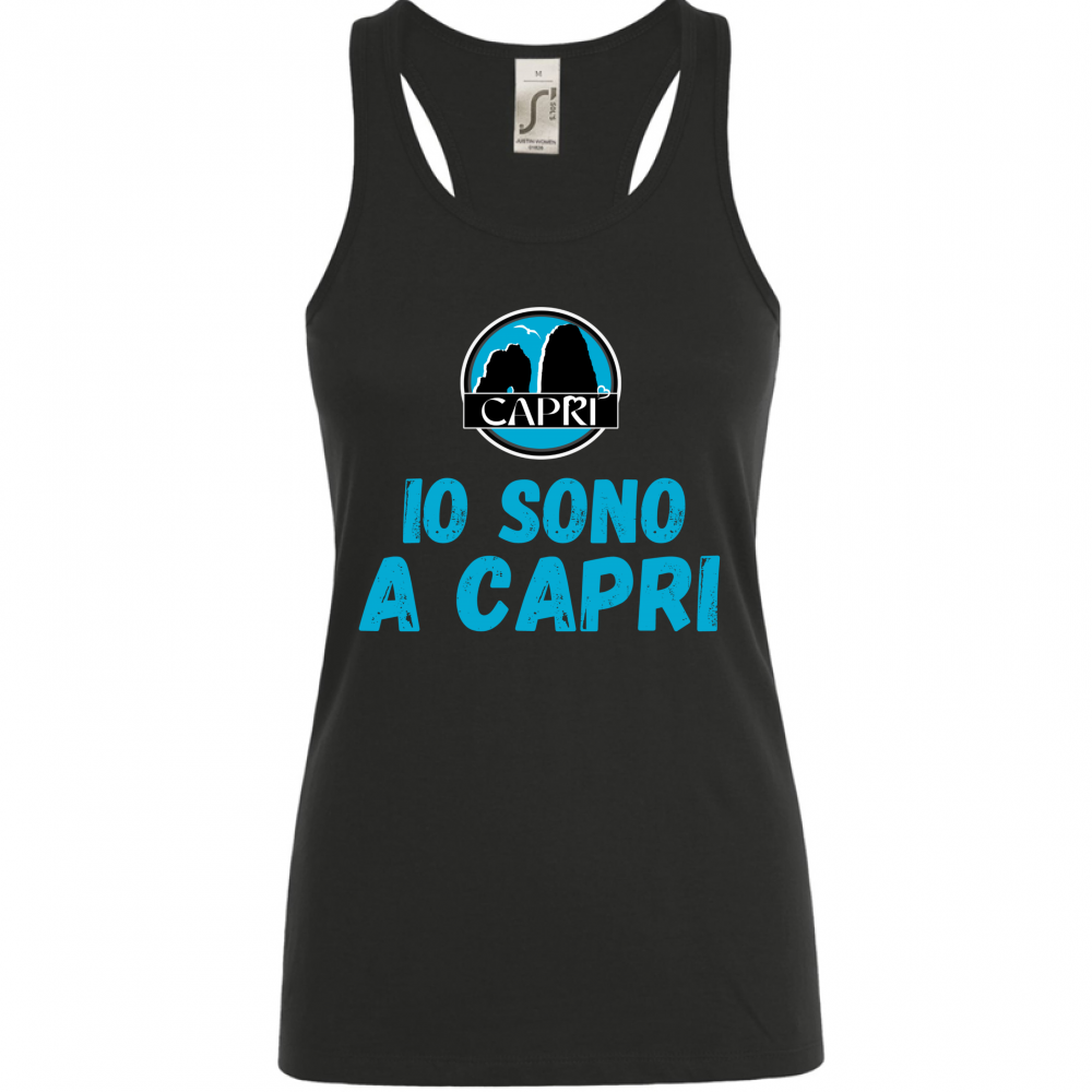 Canotta Donna IO SONO A CAPRI SCRITTA AZZURRA