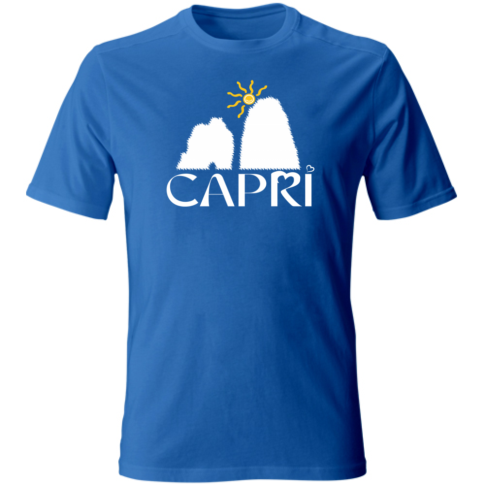 Unisex Large T-Shirt CAPRI HAPPY FARAGLIONI WHITE