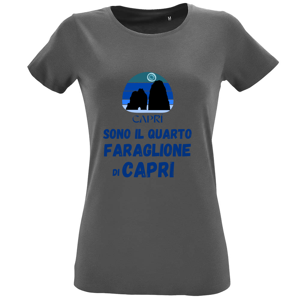 T-Shirt Women Fit SONO IL QUARTO FARAGLIONE DI CAPRI SCRITTA BLUE