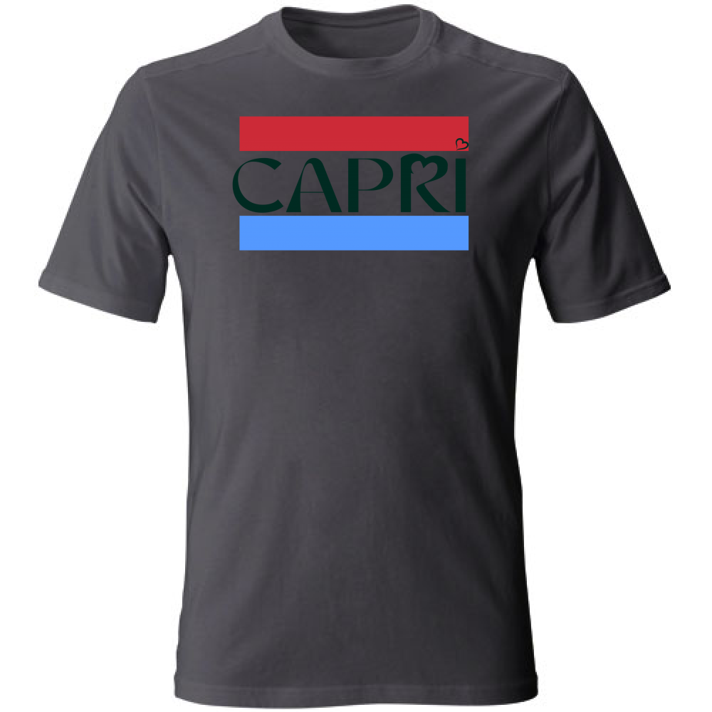 T-Shirt Unisex Large CAPRI FASCIA ROSSO BLUE SCRITTA NERA