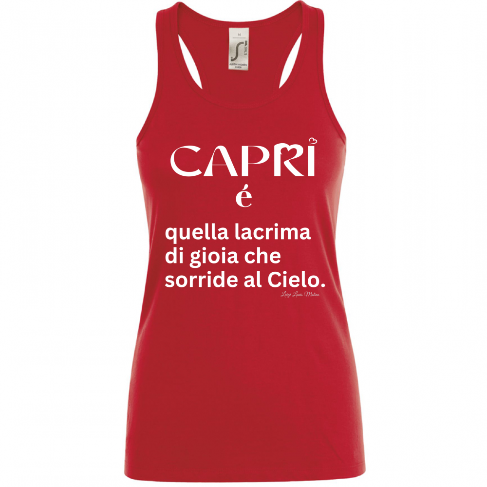 Canotta Donna Capri é quella lacrima di gioia scritta bianca